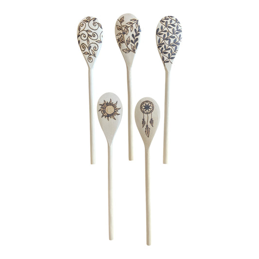 Cuchara de cocina 14" utensilios de cocina quemados de madera hechos a mano de madera de haya