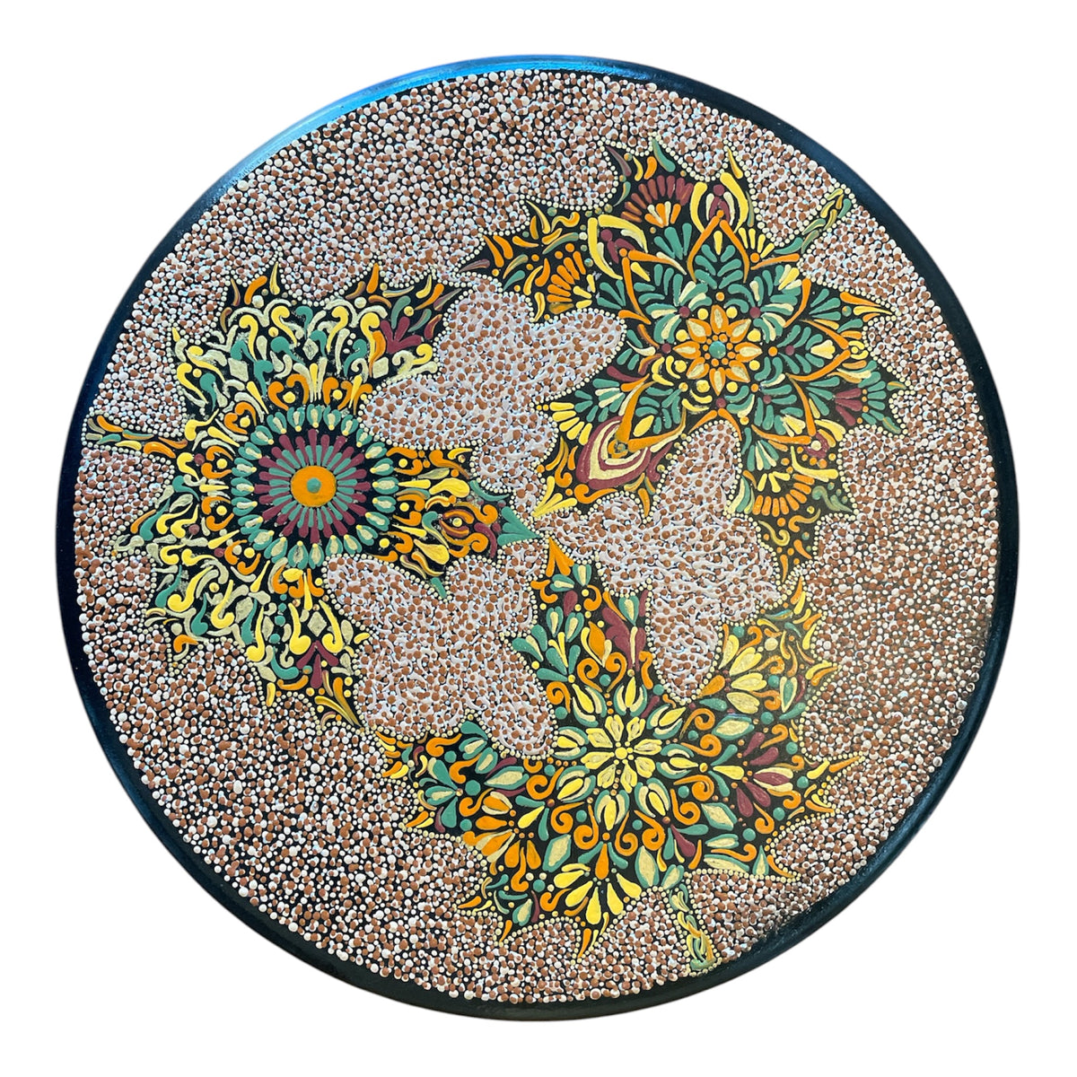 Lazy Susan with Fall Leaves on a Sand Heavy Duty Solid Wood