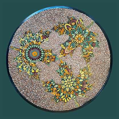 Lazy Susan with Fall Leaves on a Sand Heavy Duty Solid Wood