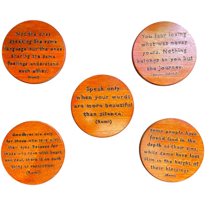 Round Wood Magnets with Positive Sayings