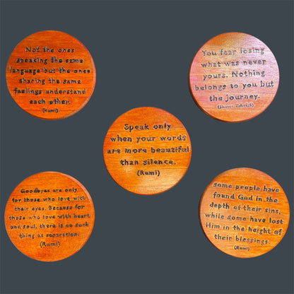 Round Wood Magnets with Positive Sayings