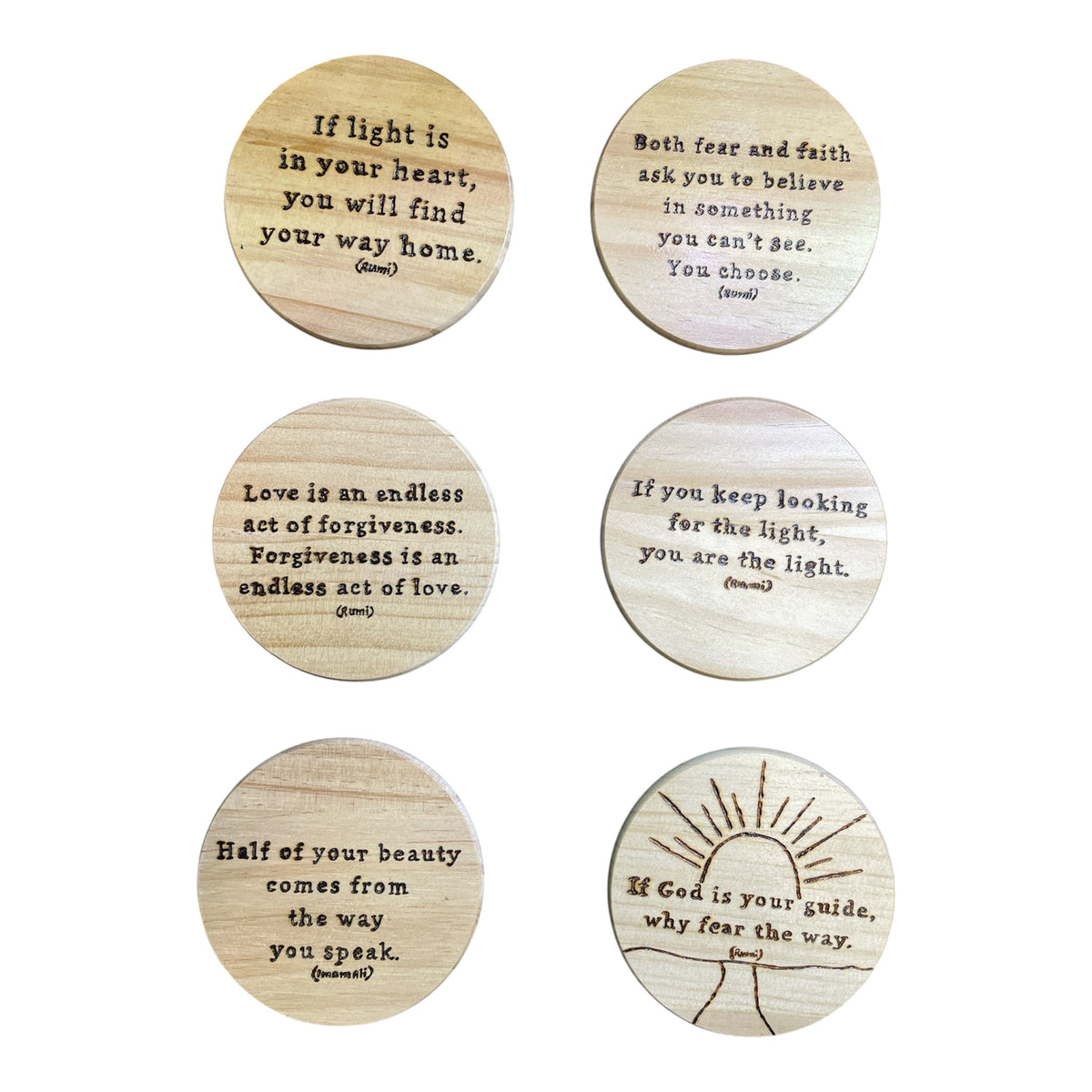 Round Handmade Magnets with uplifting Quotes