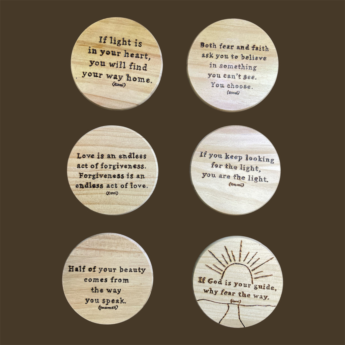 Round Handmade Magnets with uplifting Quotes