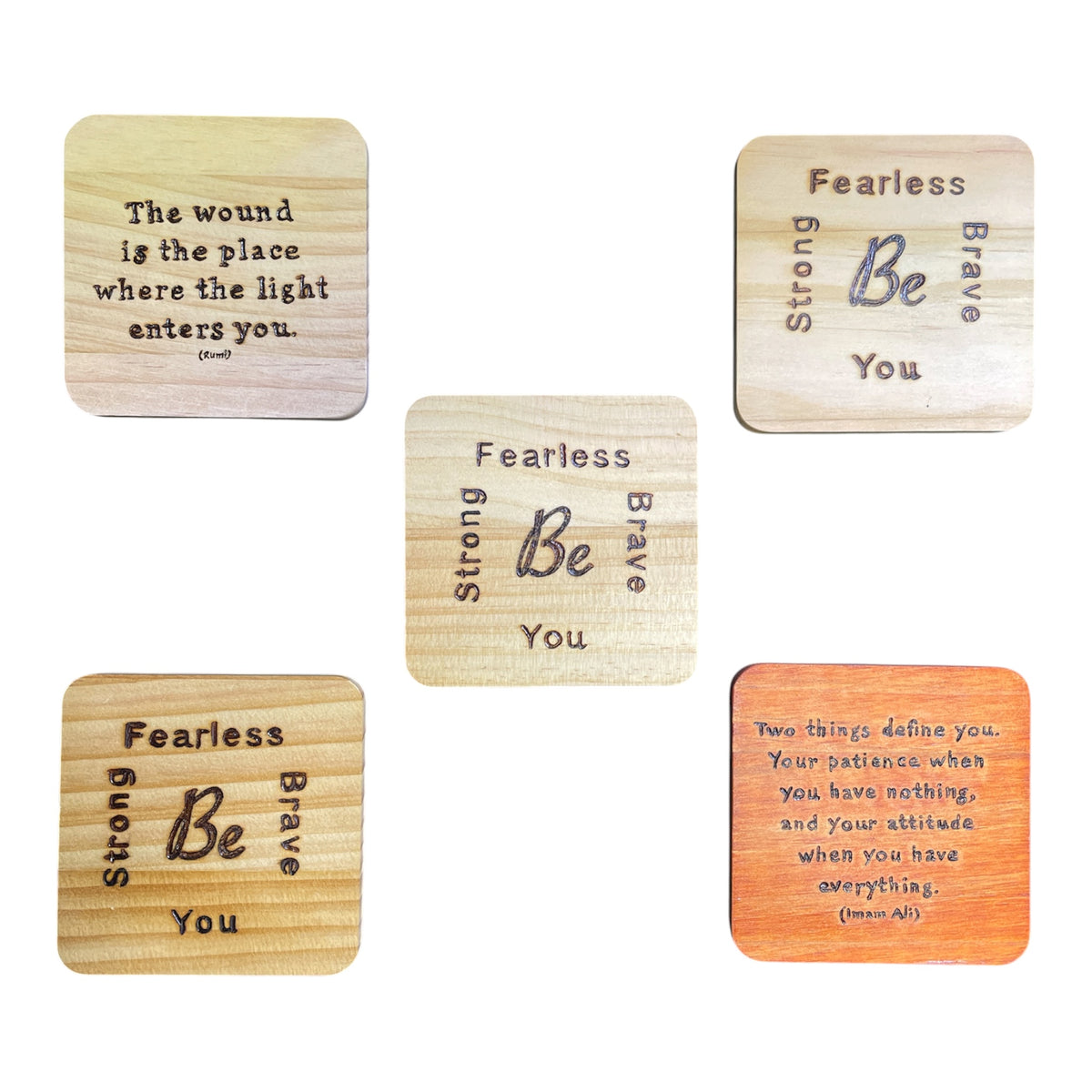 Square Wooden Fridge Magnets with Quotes
