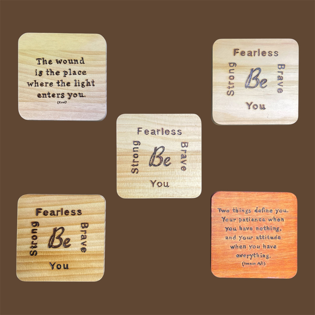 Square Wooden Fridge Magnets with Quotes