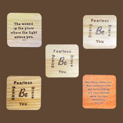 Square Wooden Fridge Magnets with Quotes