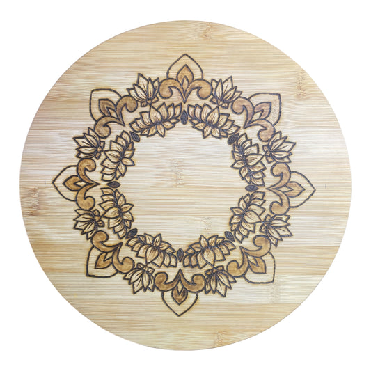 Bamboo Lazy Susan 10" Wood Burned by Hand