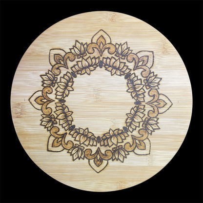 Bamboo Lazy Susan 10" Wood Burned by Hand