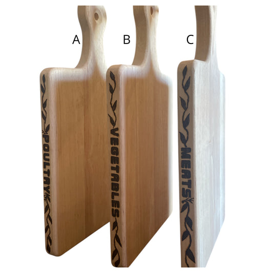 Wood Cutting Board for Meats Vegetables Poultry Wood Burned Vines Design