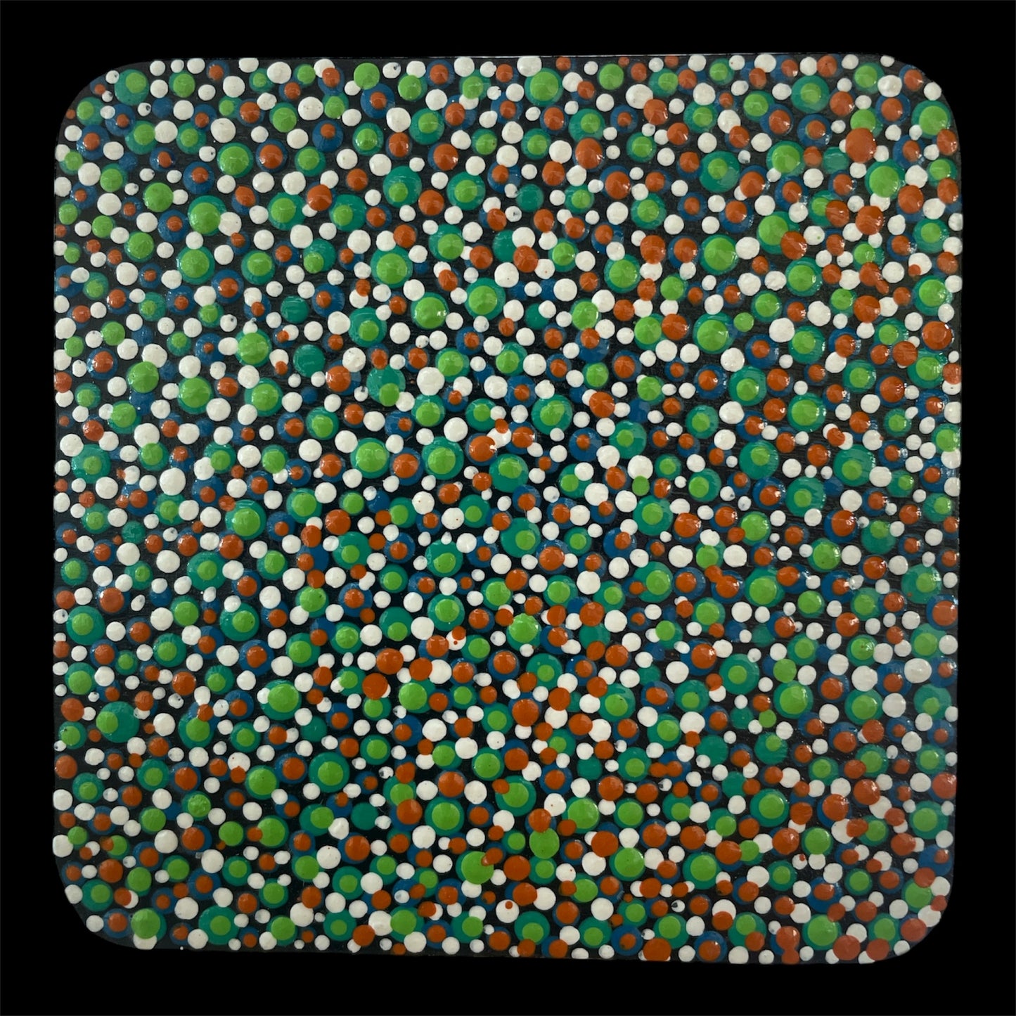 Pointillism Dot Art Wood Coasters | Colorful Acrylic Painted | Triple Sealed | Unique Boho | Home Decor