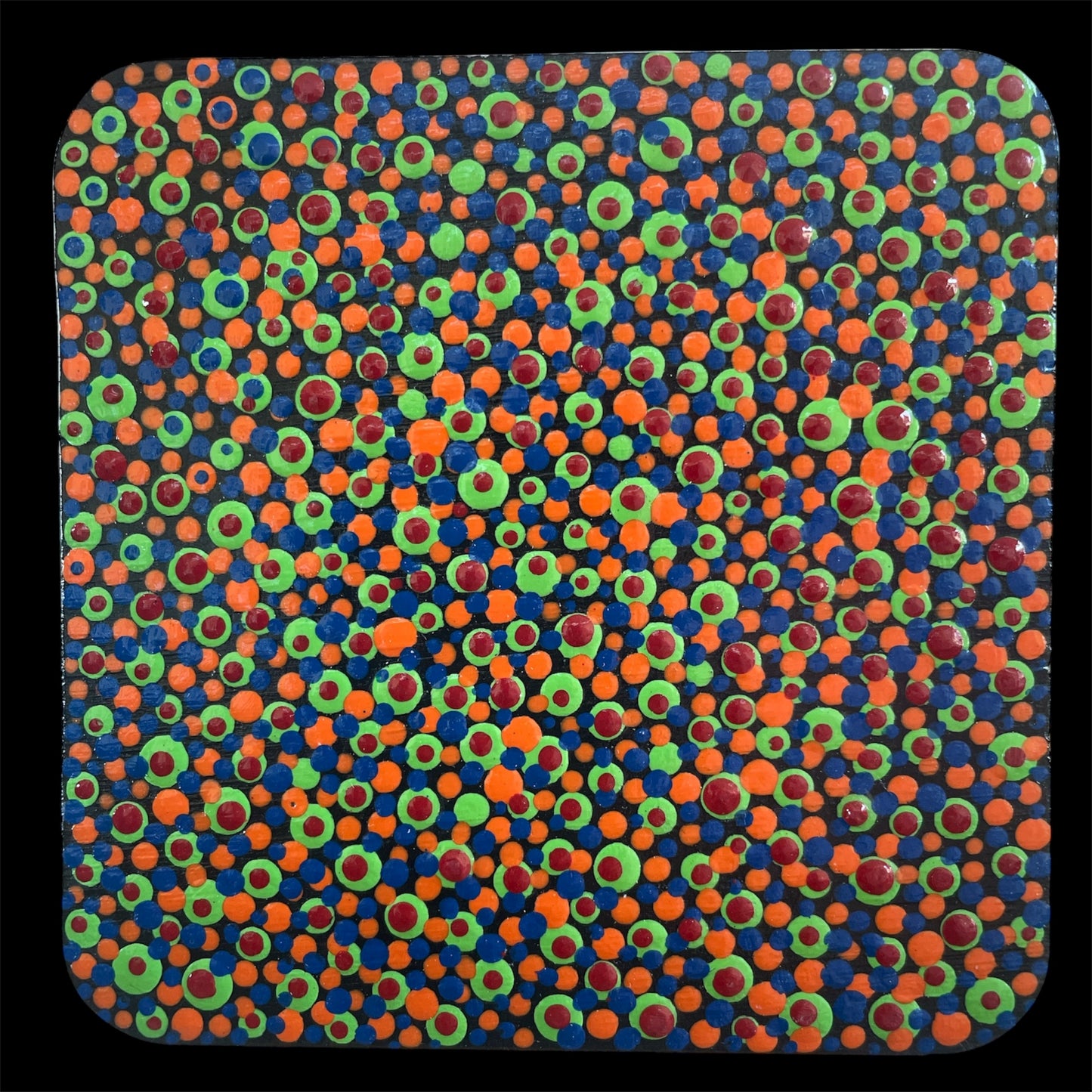 Pointillism Dot Art Wood Coasters | Colorful Acrylic Painted | Triple Sealed | Unique Boho | Home Decor