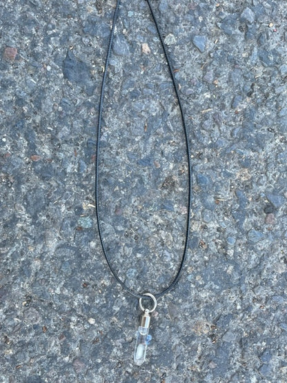 Blue Rose Necklace or Keychain Writing on Rice Handmade Unique Jewelry
