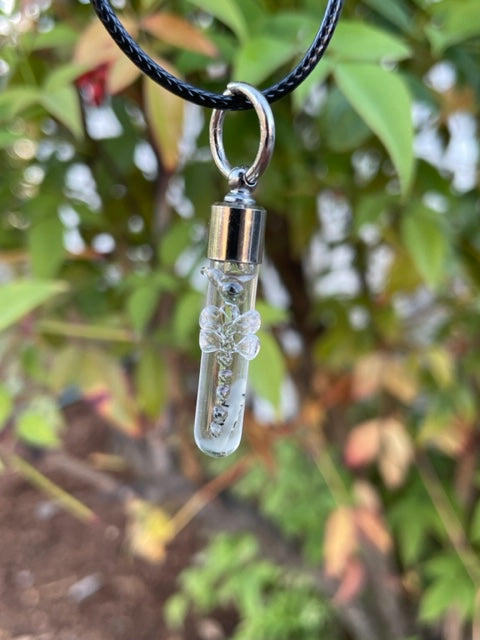 Dragonfly Clear Necklace or Keychain Writing on Rice Handmade Unique Jewelry