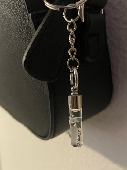Clear Rose Necklace or Keychain Writing on Rice Handmade Jewelry