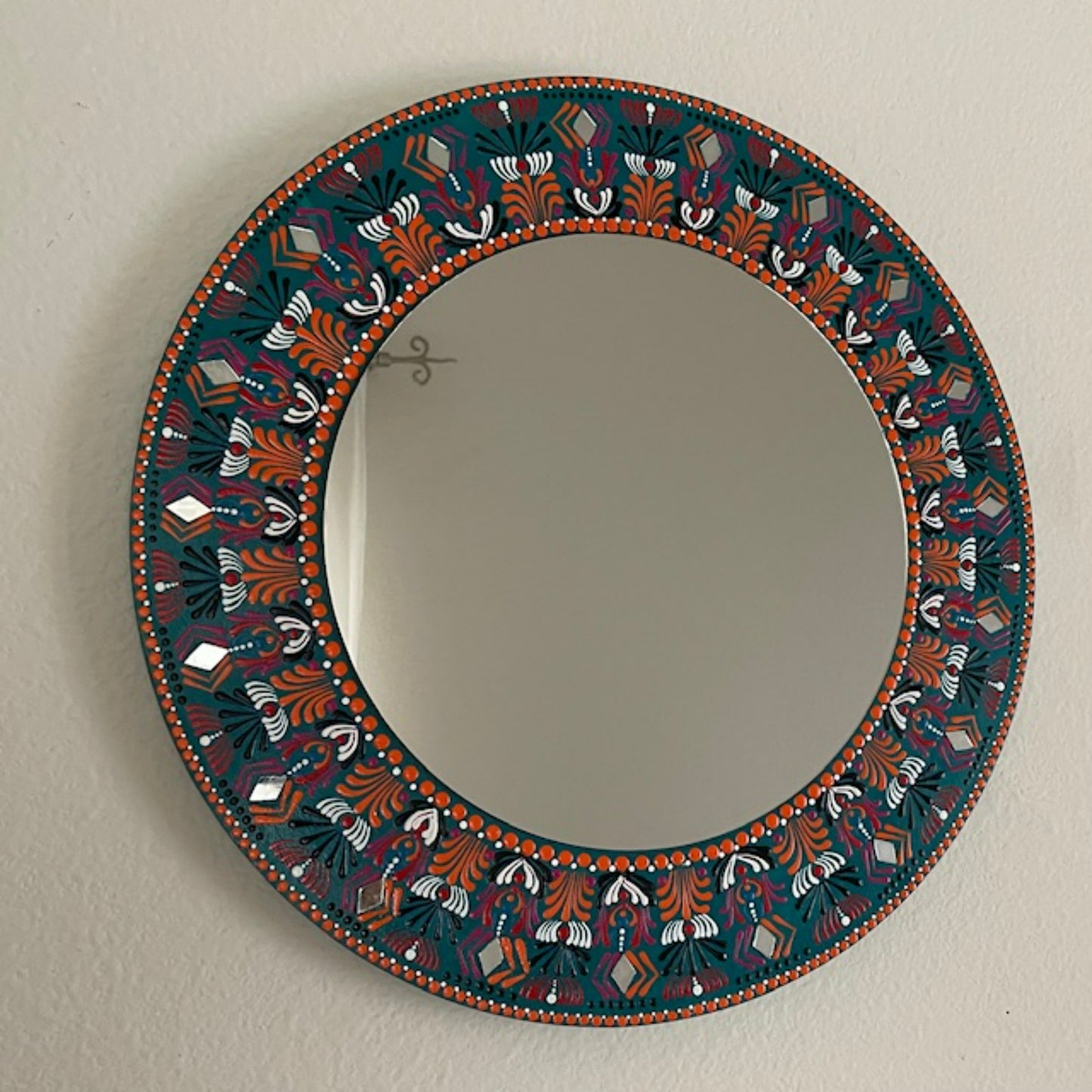 Espejo de pared multicolor con diseño de puntos, mandala hecho a mano, decoración para el hogar y la oficina