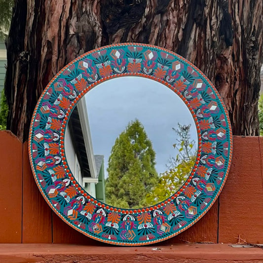 Wall Mirror Multi-Colored Dot Art Mandala Handmade Home Office Decoration