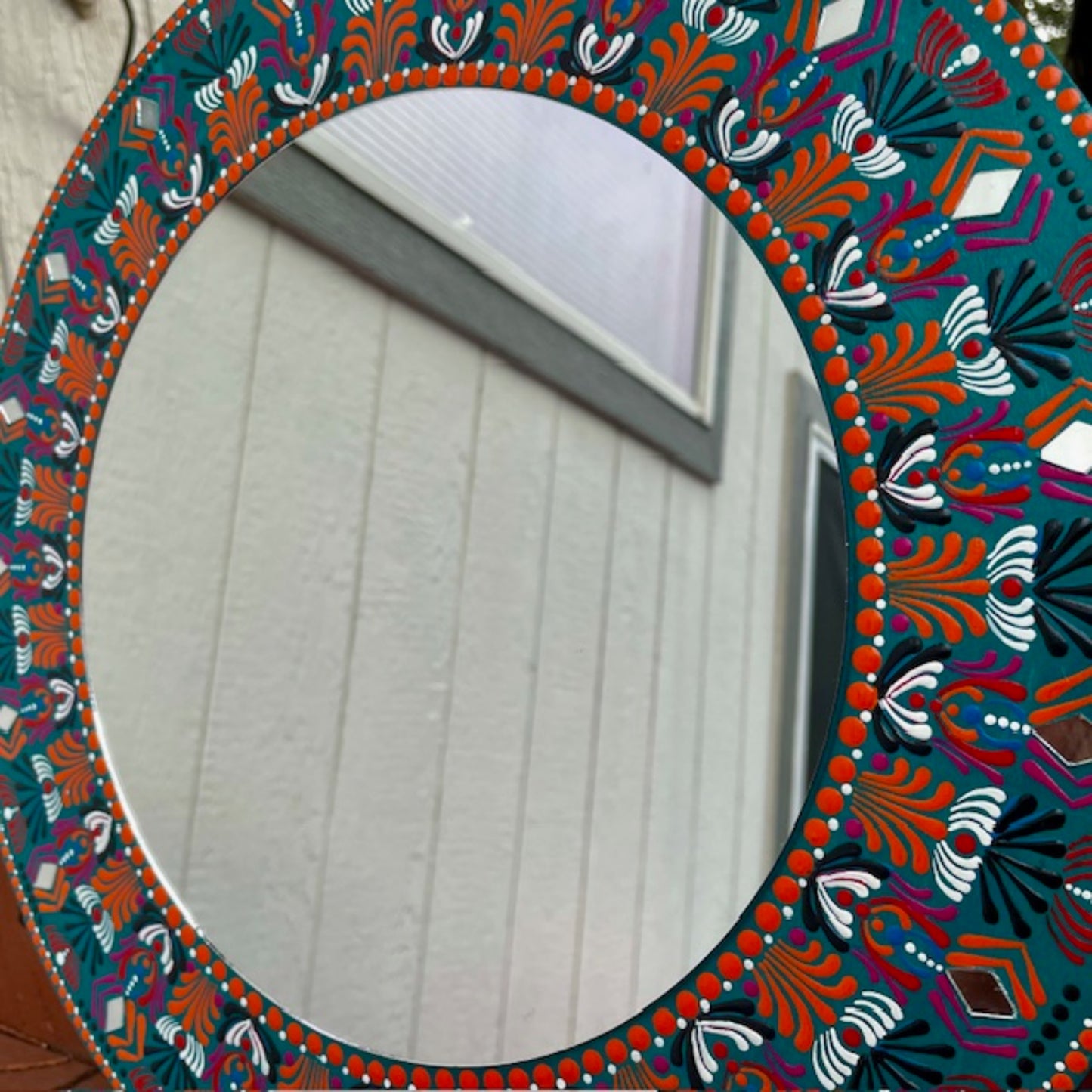 Espejo de pared multicolor con diseño de puntos, mandala hecho a mano, decoración para el hogar y la oficina