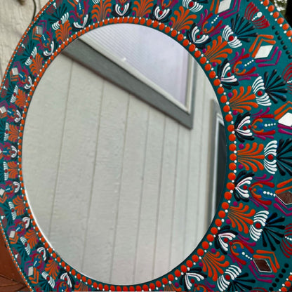 Espejo de pared multicolor con diseño de puntos, mandala hecho a mano, decoración para el hogar y la oficina