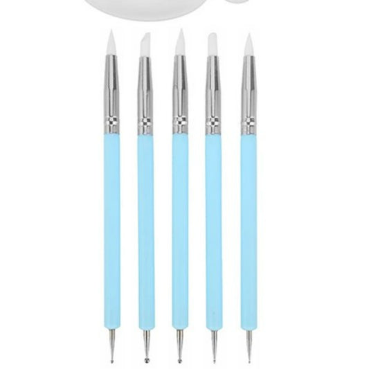 Curved Tips or Straight Tips with Paint Brushes Dotting Tools for Dot Art Acrylic Painting Pedicure Nails Tools Set of 5