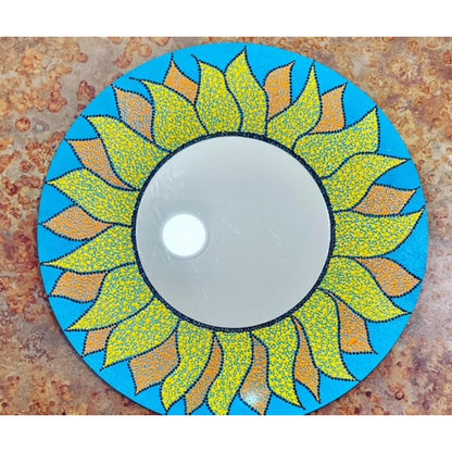Sunflower Decorative Wall Mirror Dot Art Handmade