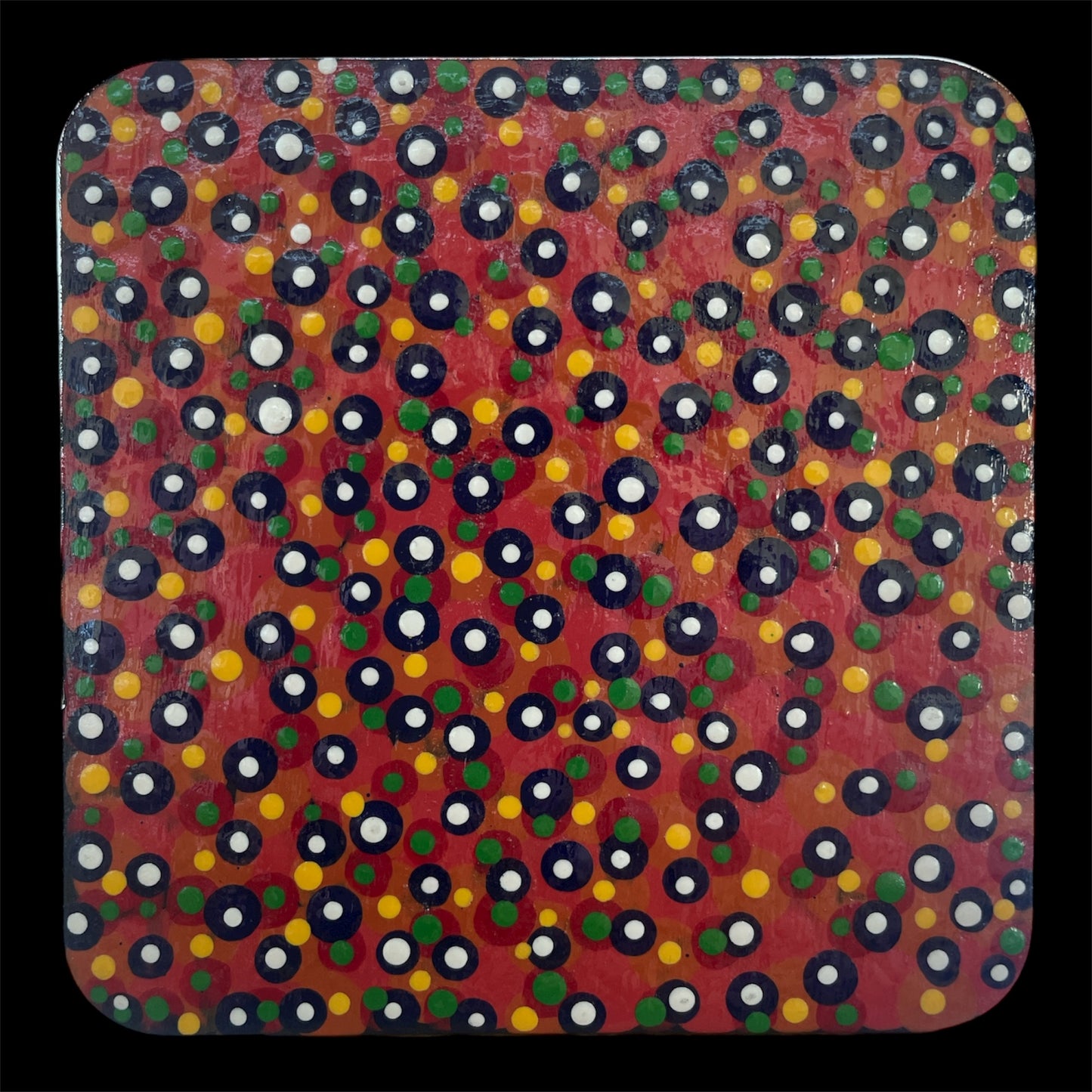 Pointillism Dot Art Wood Coasters | Colorful Acrylic Painted | Triple Sealed | Unique Boho | Home Decor