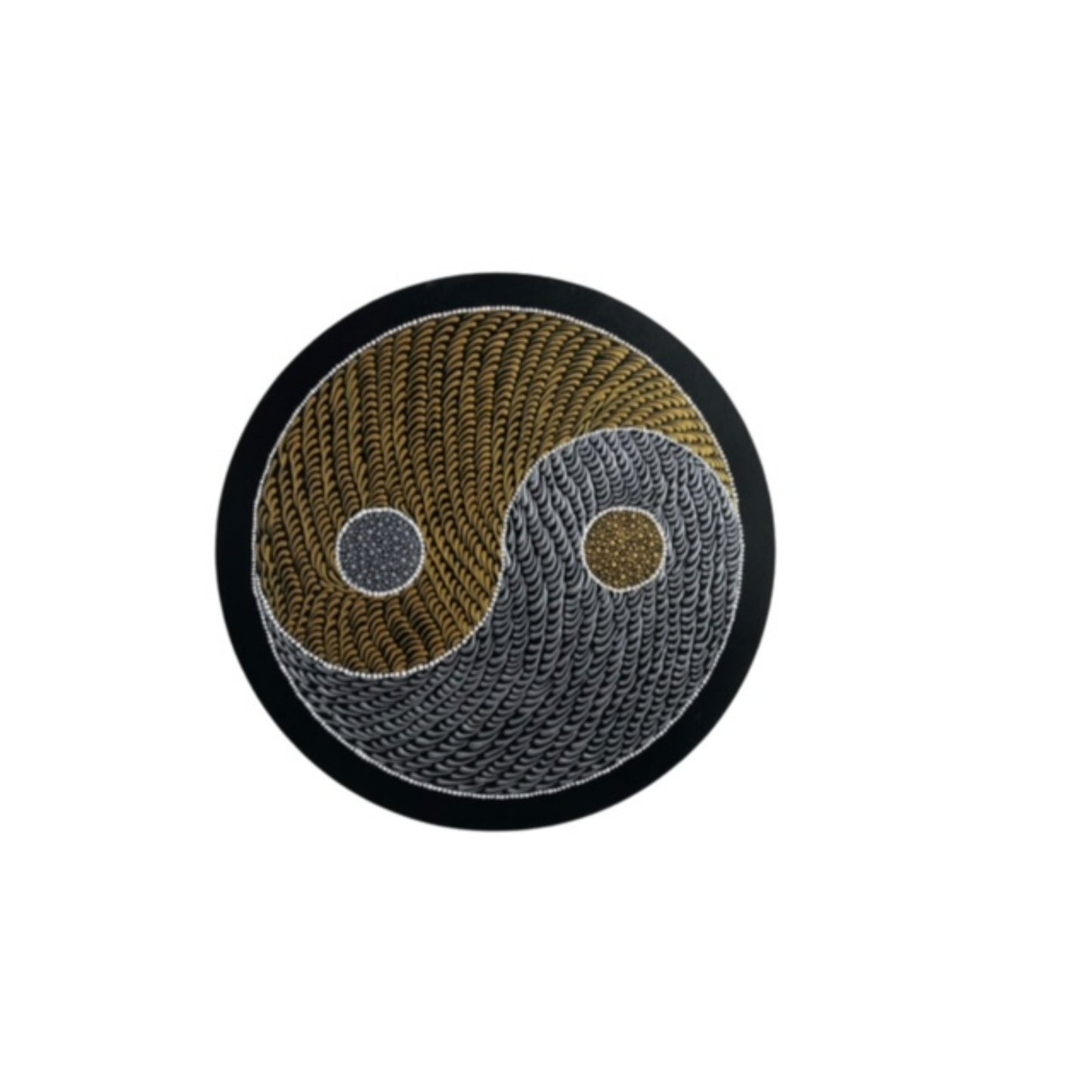 Yin Yang Waves of Life Dot Art Pintura acrílica hecha a mano