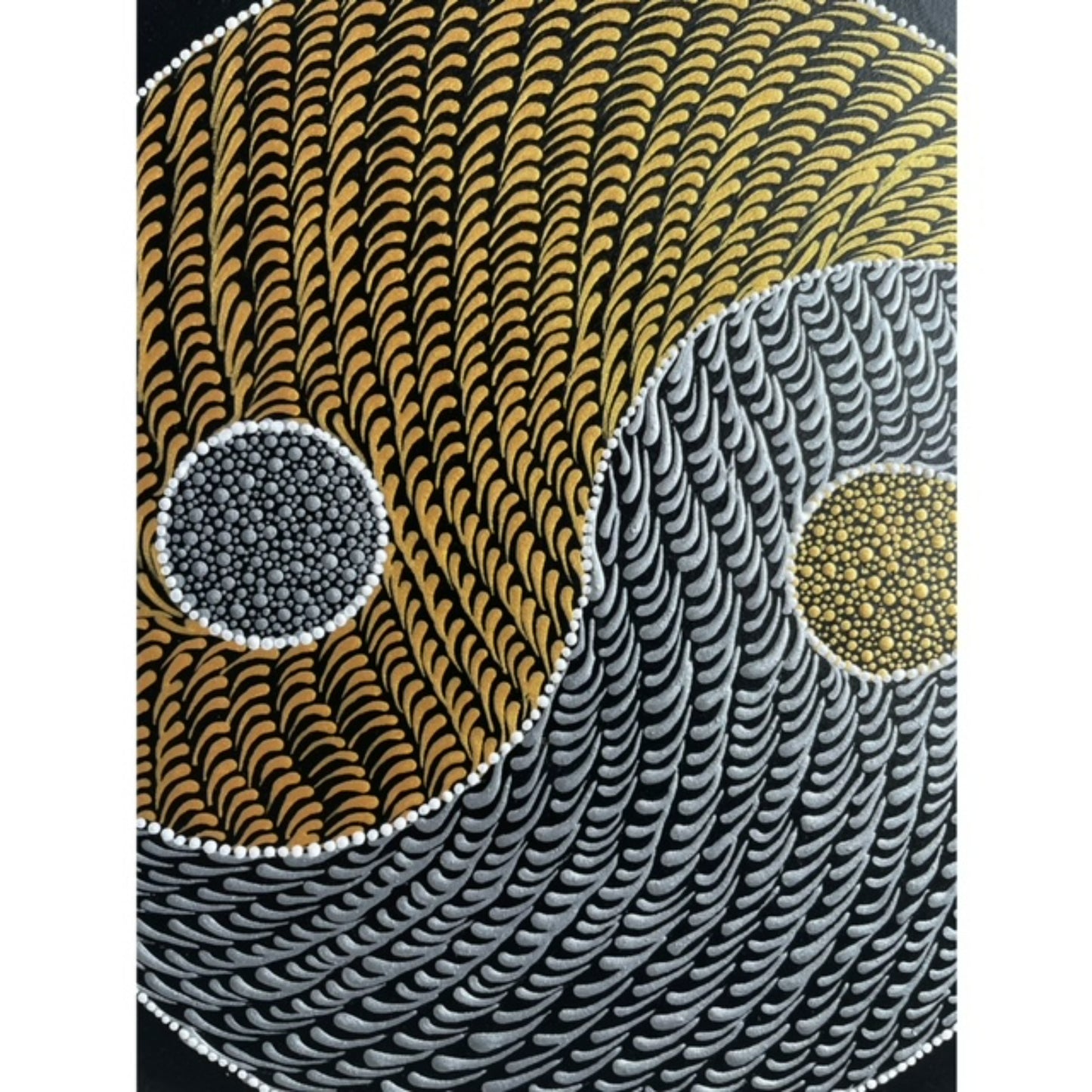 Yin Yang Waves of Life Dot Art Pintura acrílica hecha a mano