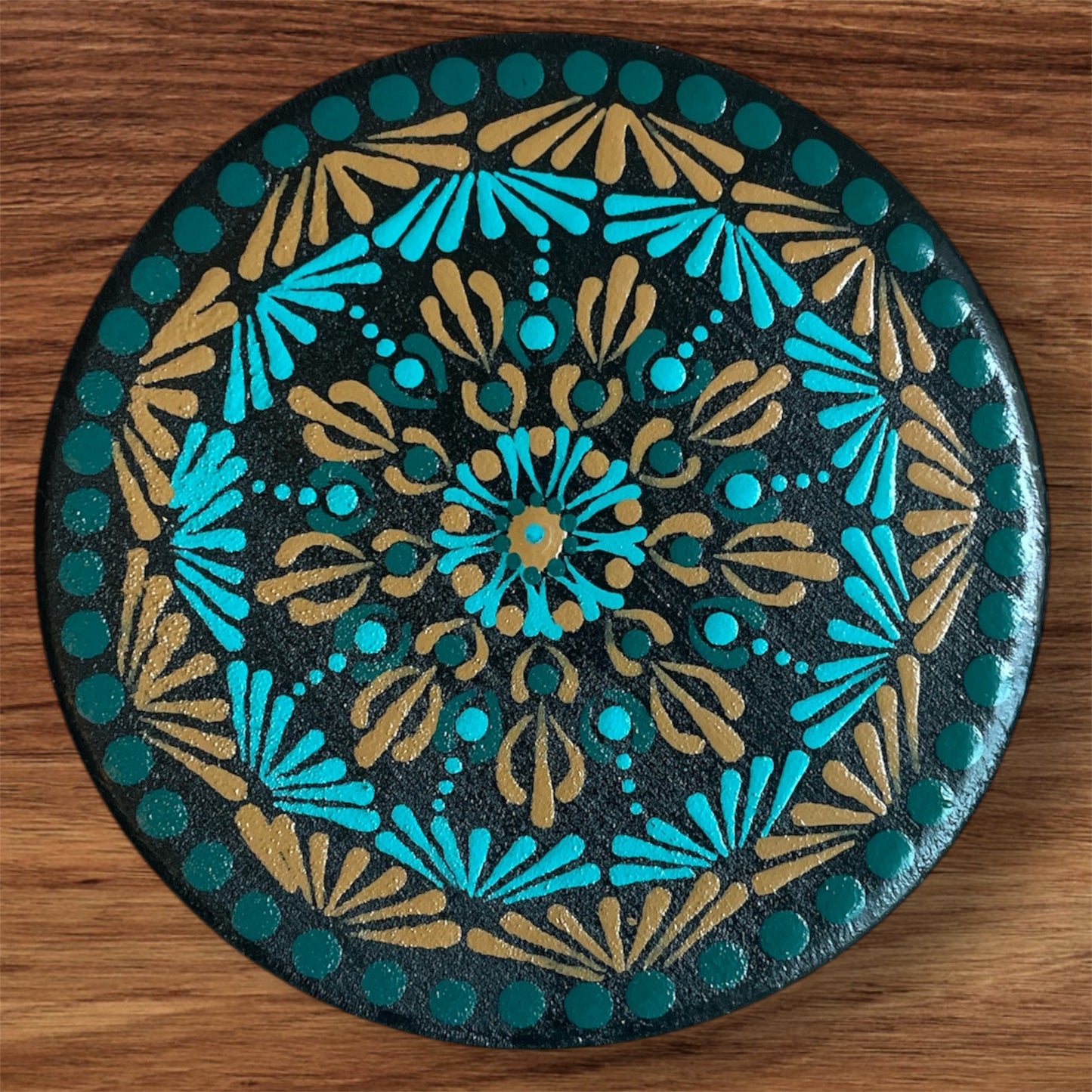 Single Drinks Coasters Hand Painted with Mandala Designs