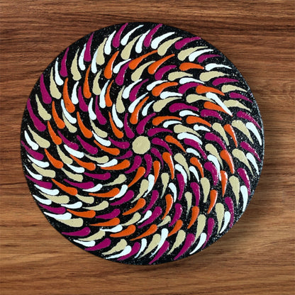 Single Drinks Coasters with Dot Art Designs Sealed for Protection