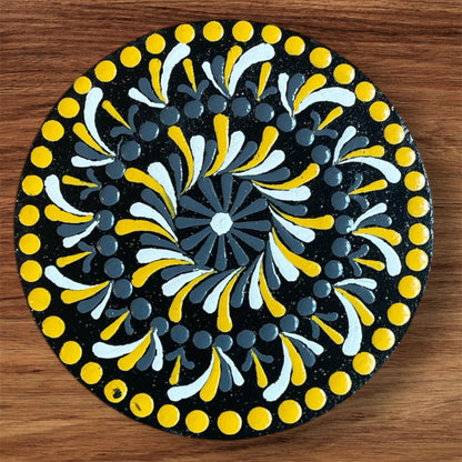 Single Drinks Coasters with Dot Art Designs Sealed for Protection