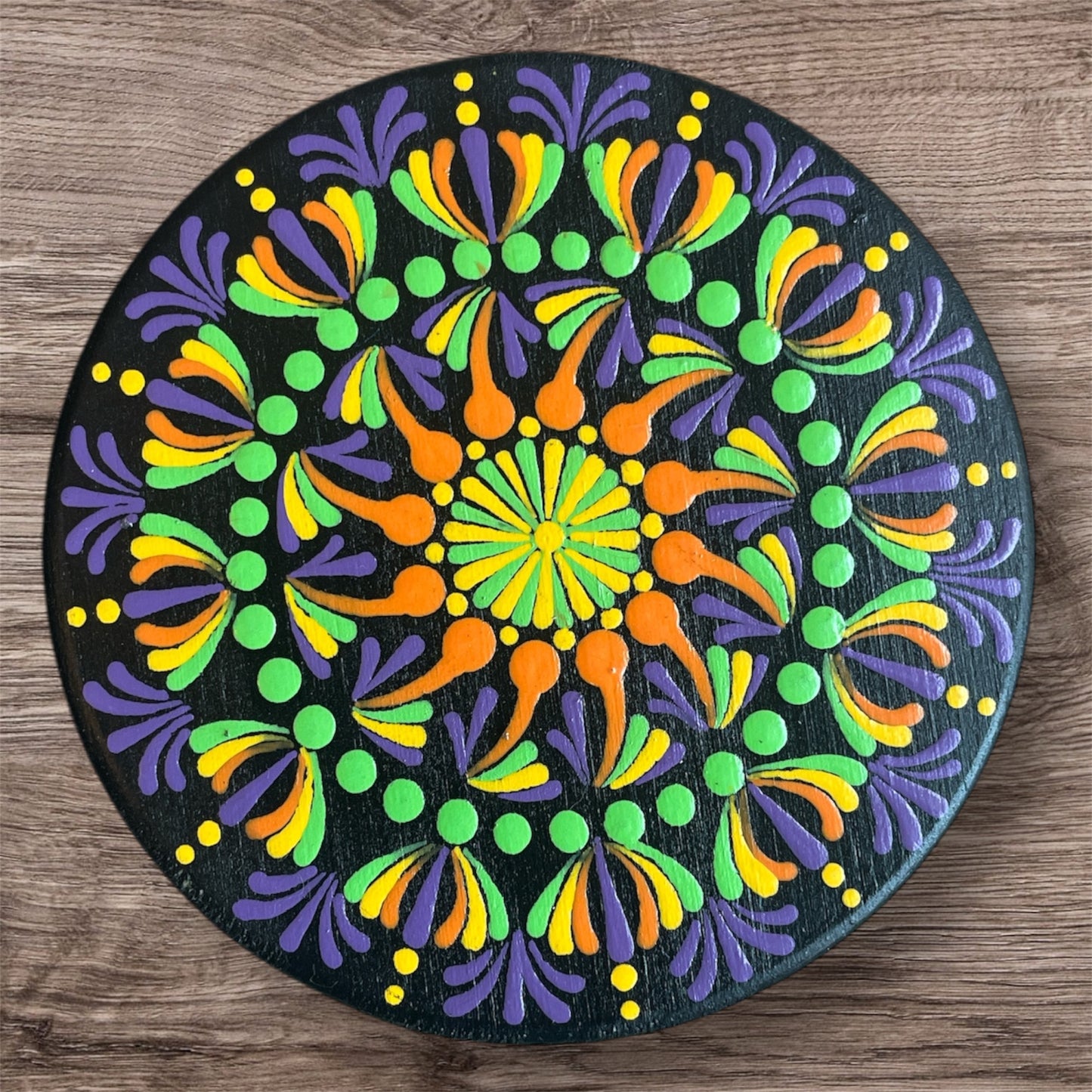 Single Round Drinks Coasters with Painted Mandalas