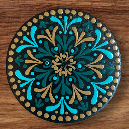 Single Drinks Coasters Hand Painted with Mandala Designs