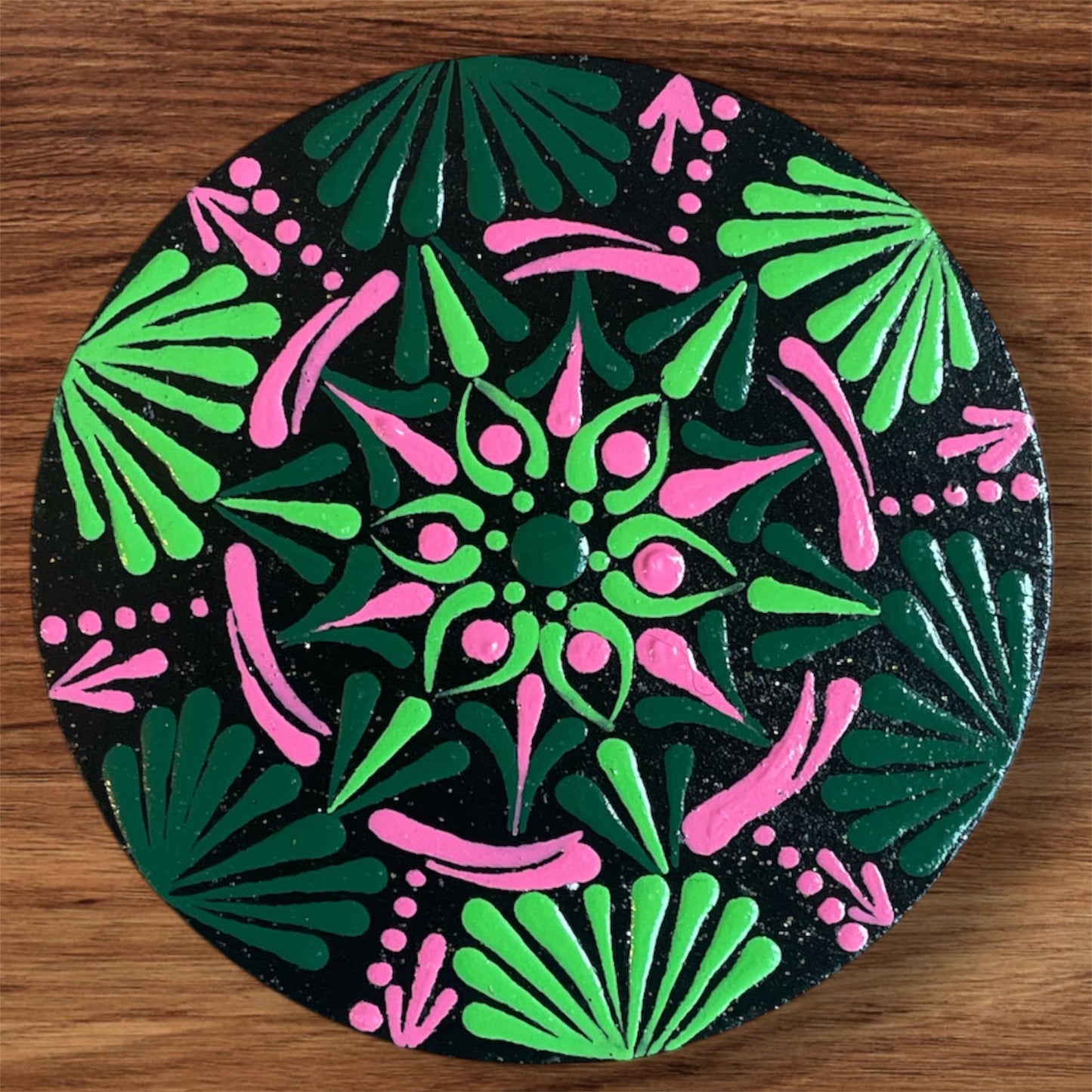 Single Drinks Coasters with Dot Art Designs Sealed for Protection