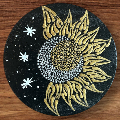 Wooden Coasters 4in by 5/16in Wood Burned Hand Painted Mushrooms Moon Designs (Copy)