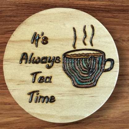 Wooden Coasters 4in by 5/16in Wood Burned Hand Painted Funny Quotes Designs
