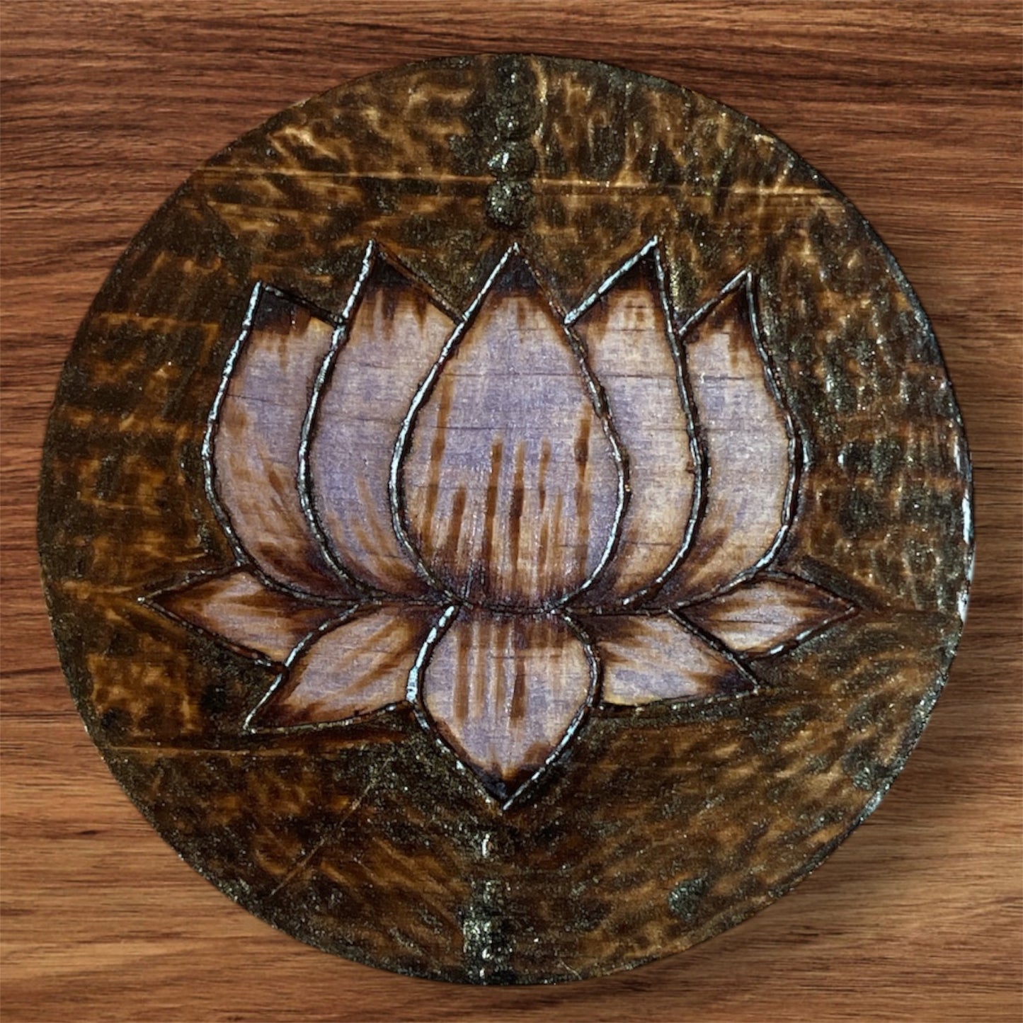 Wooden Coasters 4in by 5/16in Wood Burned Hand Painted Mushrooms Moon Designs (Copy)