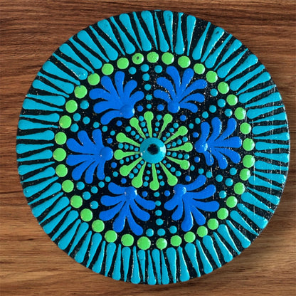 Single Drinks Coasters with Dot Art Designs Sealed for Protection