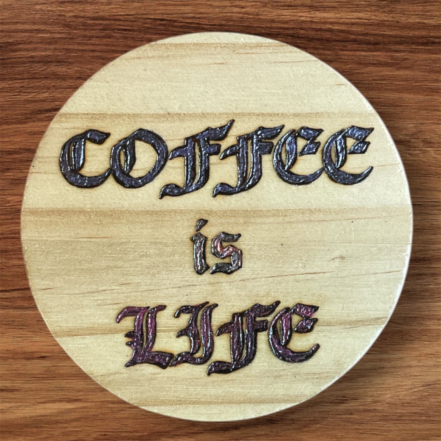 Wooden Coasters 4in by 5/16in Hand Painted Coffee Cold Drinks Holder