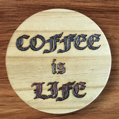 Wooden Coasters 4in by 5/16in Hand Painted Coffee Cold Drinks Holder