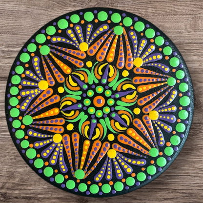 Single Round Drinks Coasters with Painted Mandalas
