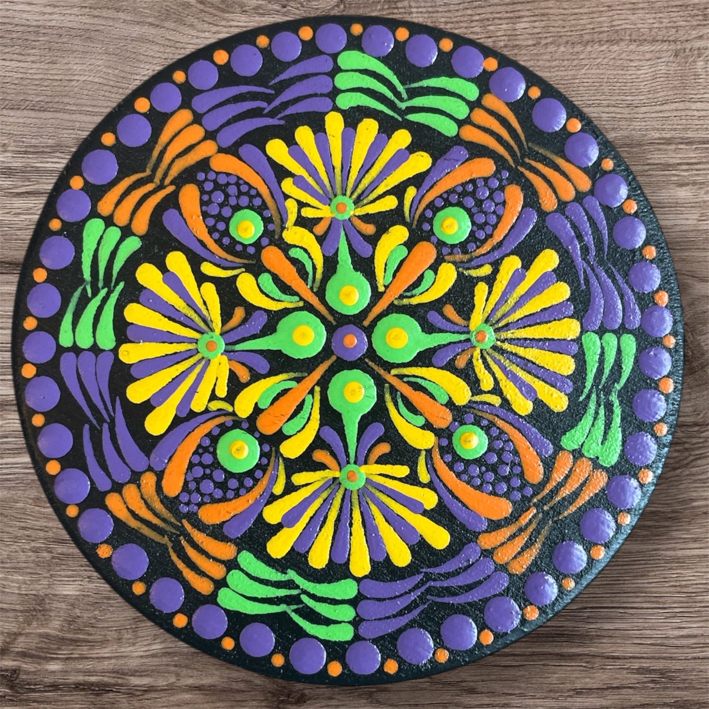 Single Round Drinks Coasters with Painted Mandalas