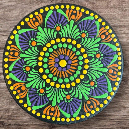 Single Round Drinks Coasters with Painted Mandalas