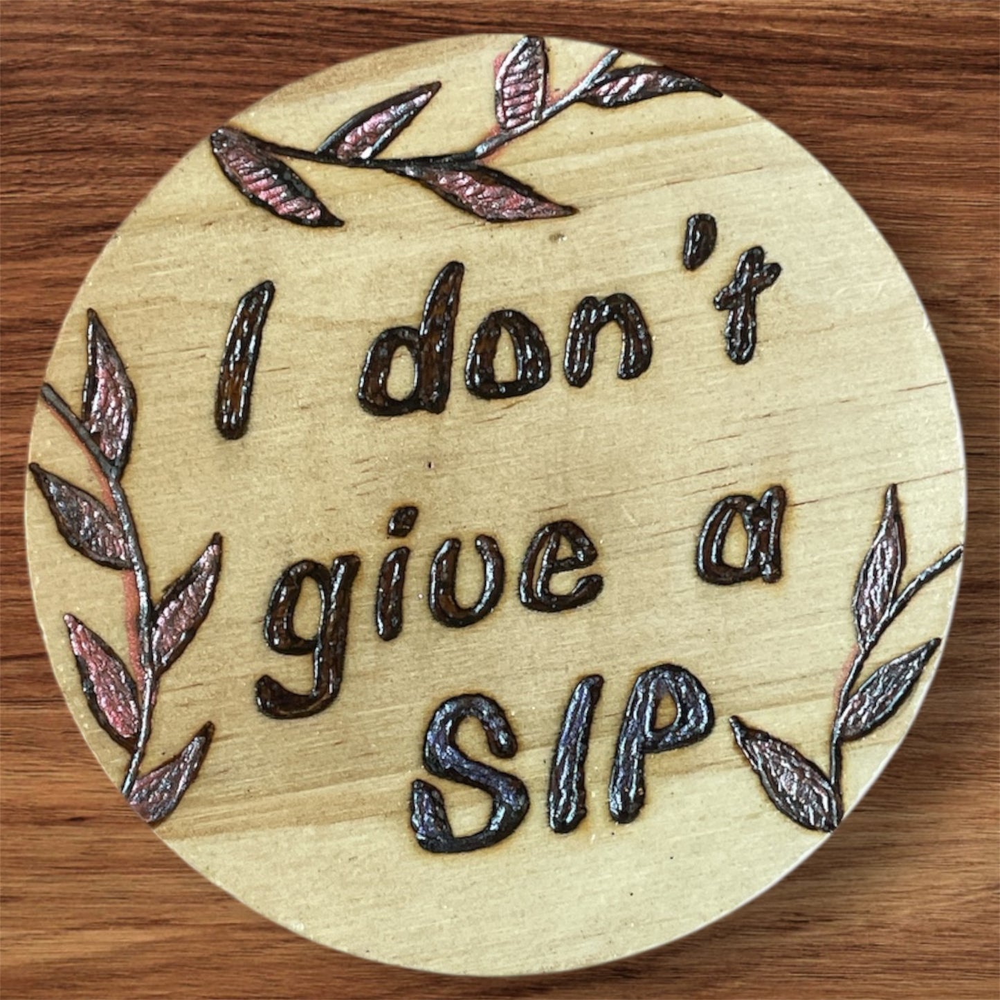Wooden Coasters 4in by 5/16in Hand Painted Coffee Cold Drinks Holder