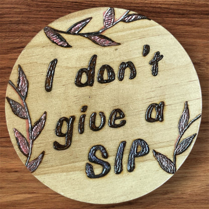 Wooden Coasters 4in by 5/16in Hand Painted Coffee Cold Drinks Holder