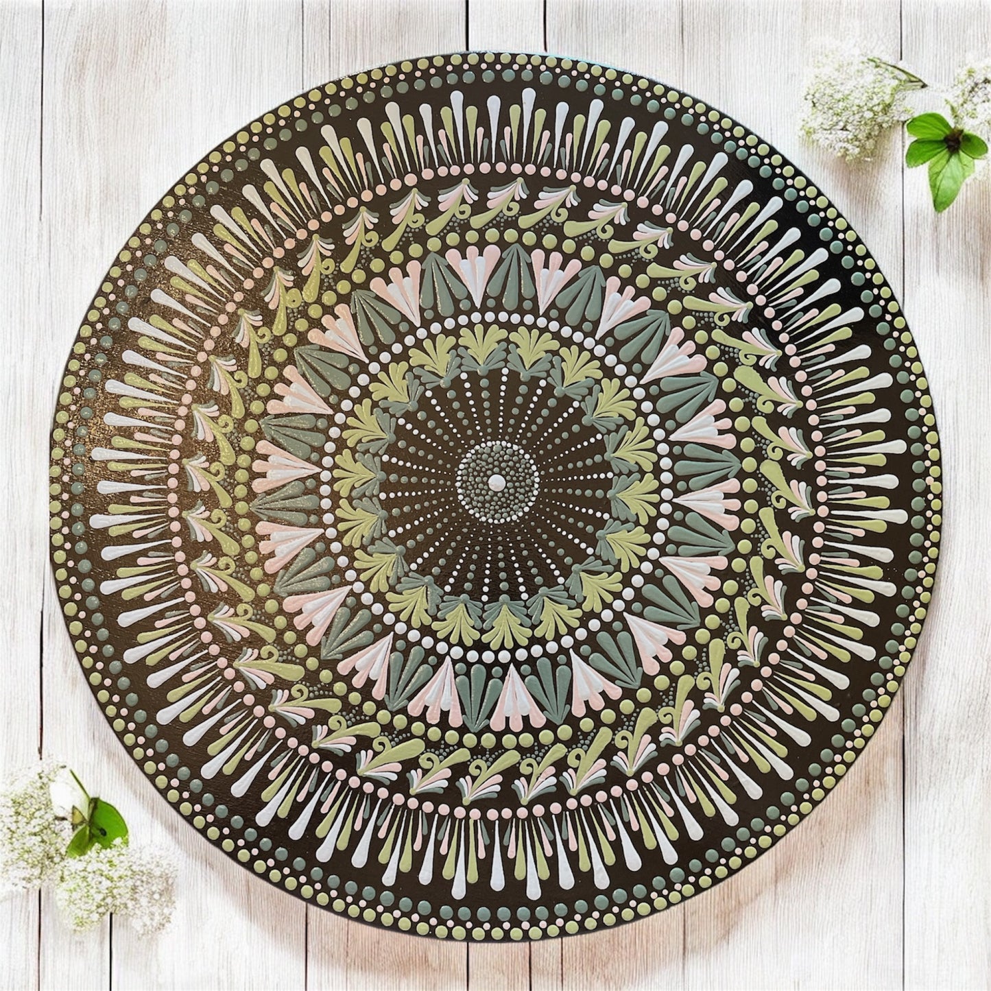 Lazy Susan Mandala Design Dining Room centerpiece Rotating Tray Decor