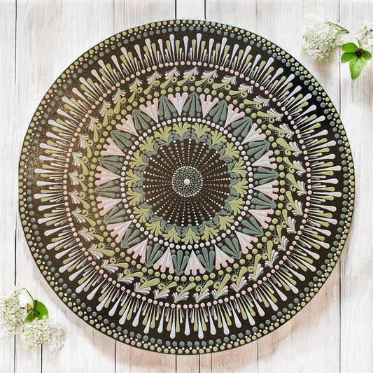 Lazy Susan Mandala Design Dining Room centerpiece Rotating Tray Decor