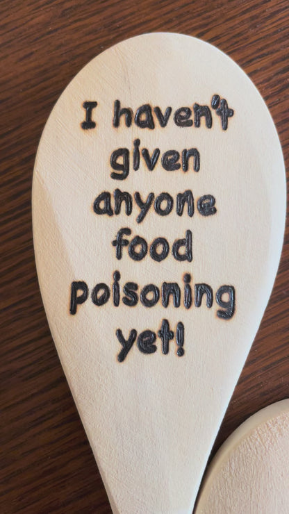 Wooden Cooking Spoons| Rubberwood 14"| Eco-friendly| Humor Quotes| Housewarming Gifts