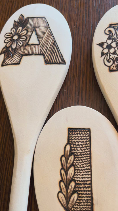 Rubberwood 14" Cooking Spoons| Eco-friendly| Custom Designs| English Alphabets Spoons