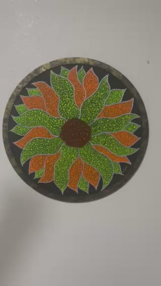 Sunflower Dot Artwork Handmade Glow Under Blue Lights UV Lights