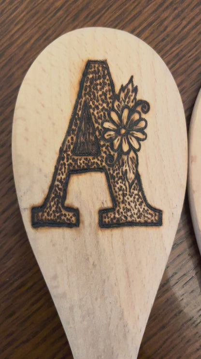 Beechwood 14" Cooking Spoons| Eco-friendly| Designs| Quotes| English Alphabets
